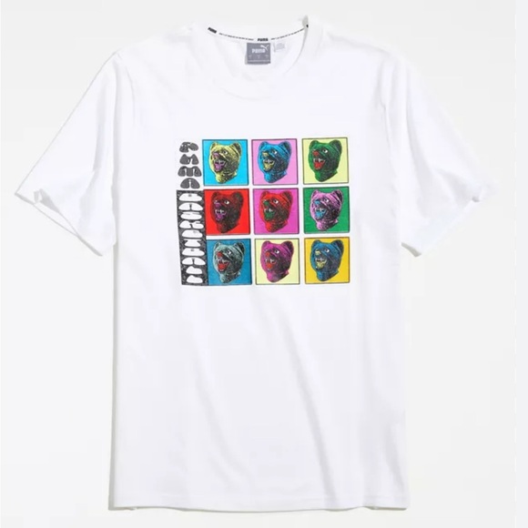 PUMA - White Unsex Basketball T- Shirt Puma Bear Print On Front. Medium… - Picture 1 of 10